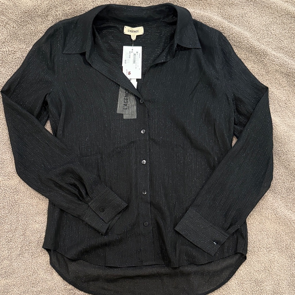 L'AGENCE Black Glitter Blouse